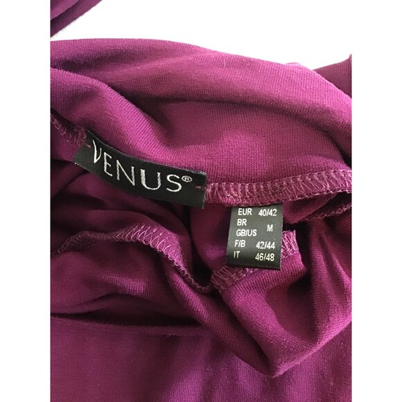 Venus Womens Long Sleeve Ruched Purple Top Size M - Picture 3 of 7